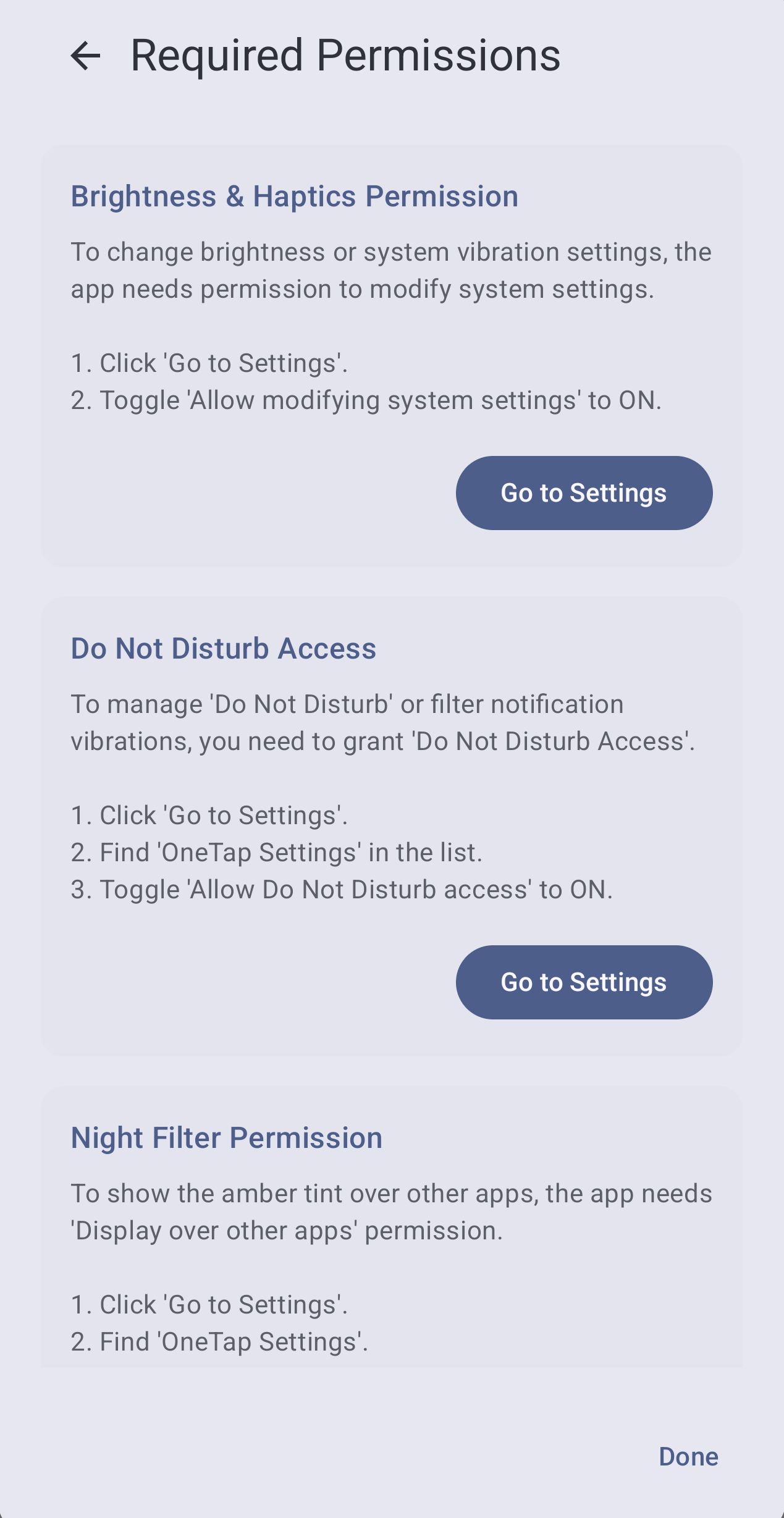Permissions Detail Screen